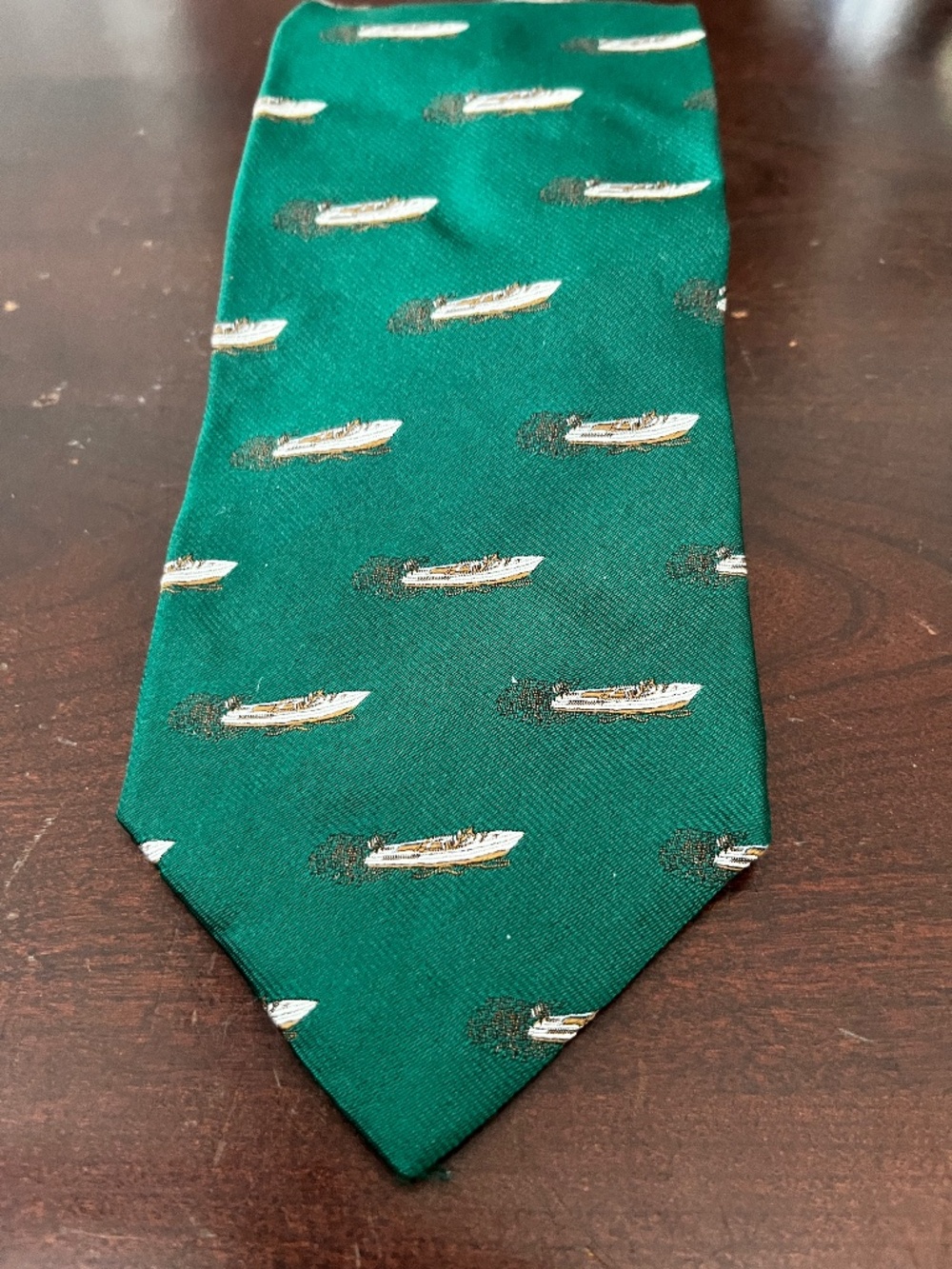 Breuer Green Boat Mens Silk Tie